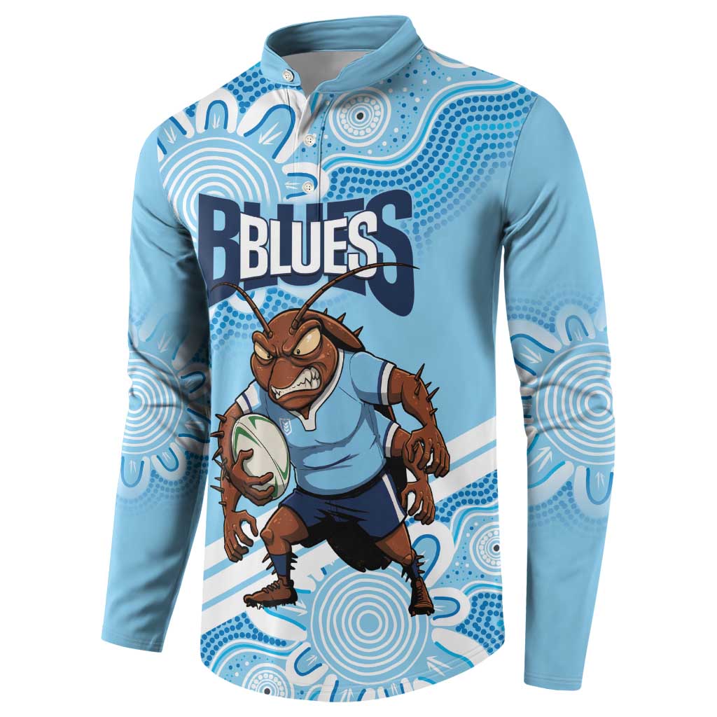 NSW Blues Rugby Custom Button Sweatshirt Go Cockroaches Aboriginal Art