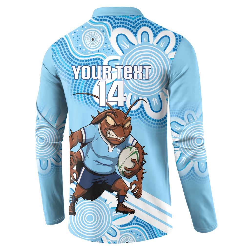 NSW Blues Rugby Custom Button Sweatshirt Go Cockroaches Aboriginal Art