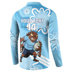 NSW Blues Rugby Custom Button Sweatshirt Go Cockroaches Aboriginal Art