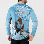 NSW Blues Rugby Custom Button Sweatshirt Go Cockroaches Aboriginal Art