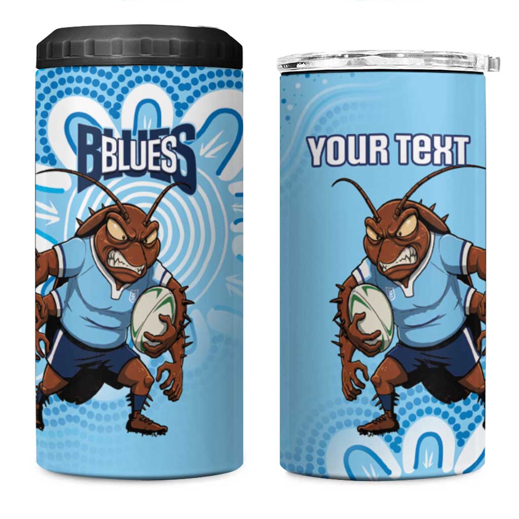 NSW Blues Rugby Custom 4 in 1 Can Cooler Tumbler Go Cockroaches Aboriginal Art