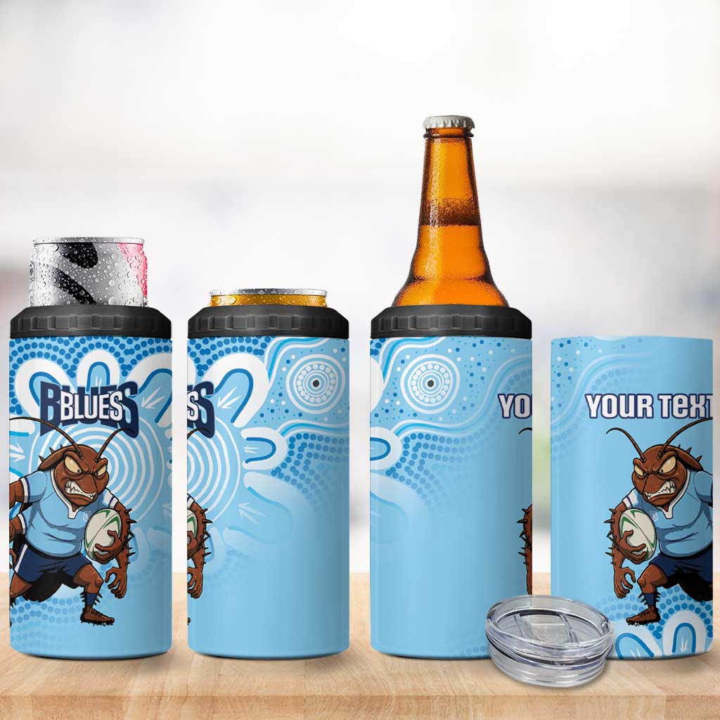 NSW Blues Rugby Custom 4 in 1 Can Cooler Tumbler Go Cockroaches Aboriginal Art