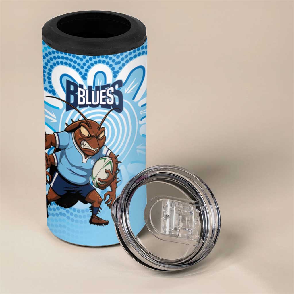 NSW Blues Rugby Custom 4 in 1 Can Cooler Tumbler Go Cockroaches Aboriginal Art