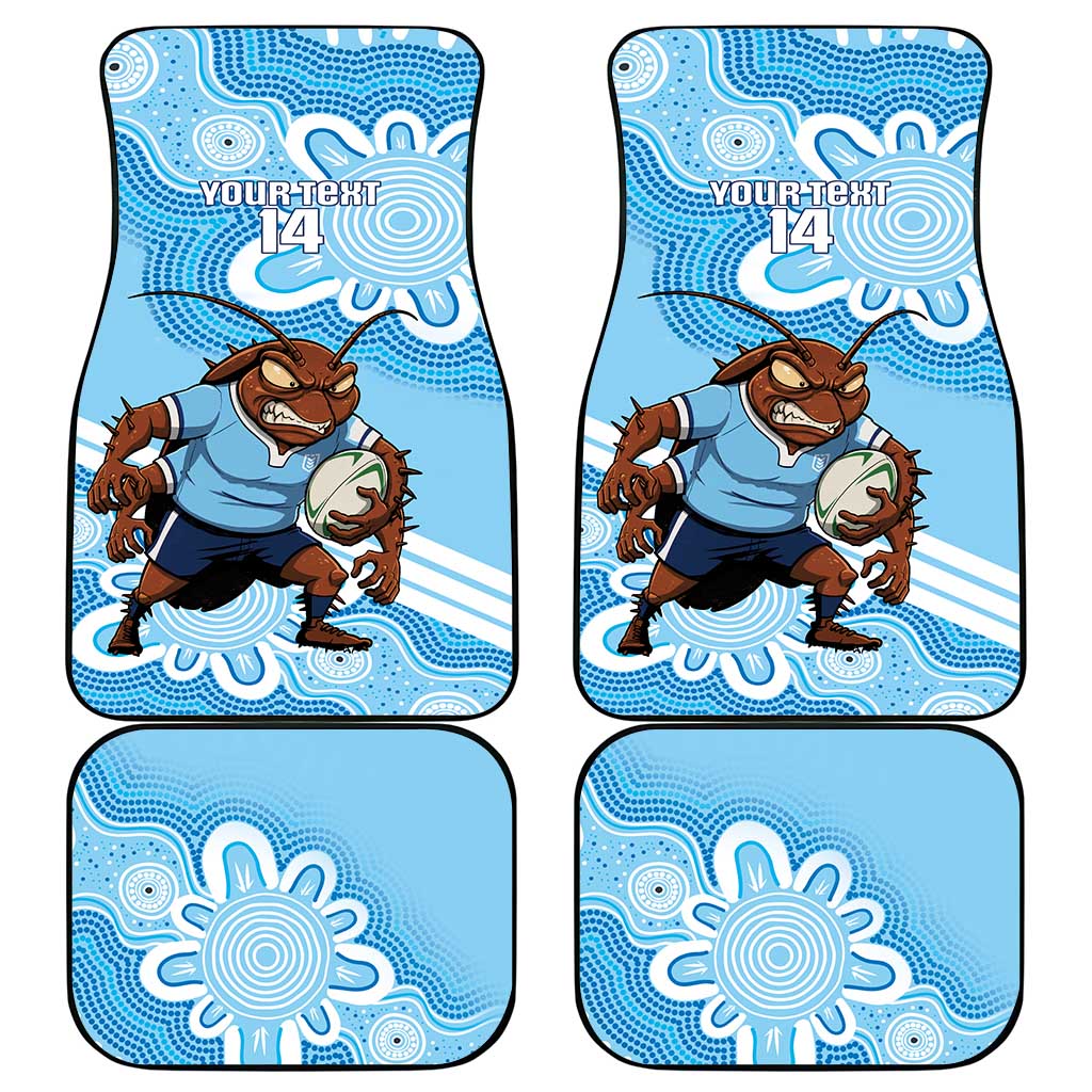 NSW Blues Rugby Custom Car Mats Go Cockroaches Aboriginal Art