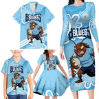 NSW Blues Rugby Custom Family Matching Long Sleeve Bodycon Dress and Hawaiian Shirt Go Cockroaches Aboriginal Art
