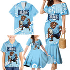 NSW Blues Rugby Custom Family Matching Mermaid Dress and Hawaiian Shirt Go Cockroaches Aboriginal Art