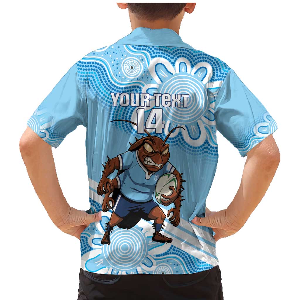 NSW Blues Rugby Custom Family Matching Mermaid Dress and Hawaiian Shirt Go Cockroaches Aboriginal Art