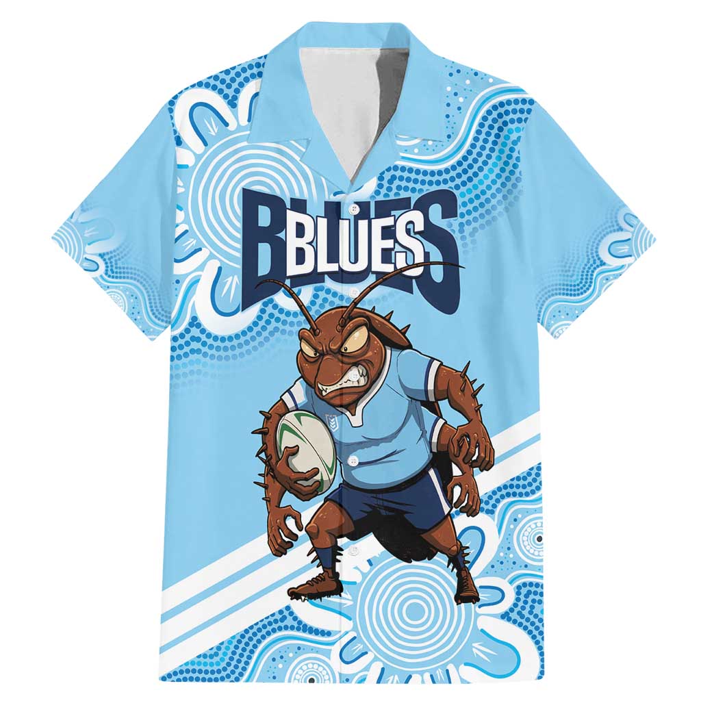 NSW Blues Rugby Custom Family Matching Mermaid Dress and Hawaiian Shirt Go Cockroaches Aboriginal Art