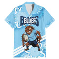 NSW Blues Rugby Custom Family Matching Mermaid Dress and Hawaiian Shirt Go Cockroaches Aboriginal Art
