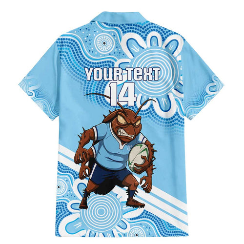NSW Blues Rugby Custom Family Matching Mermaid Dress and Hawaiian Shirt Go Cockroaches Aboriginal Art