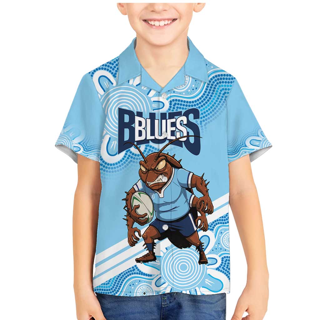 NSW Blues Rugby Custom Family Matching Mermaid Dress and Hawaiian Shirt Go Cockroaches Aboriginal Art
