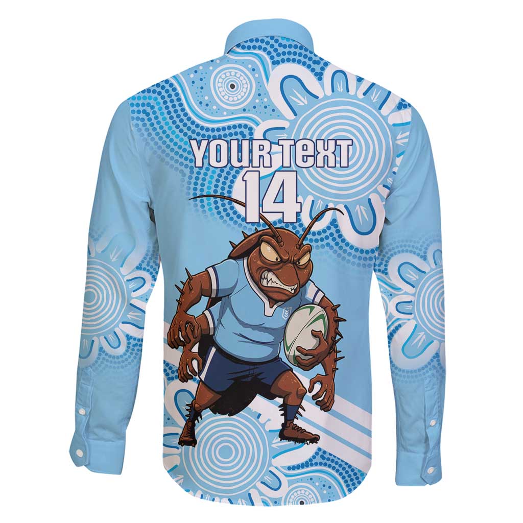 NSW Blues Rugby Custom Family Matching Off Shoulder Short Dress and Hawaiian Shirt Go Cockroaches Aboriginal Art