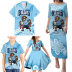 NSW Blues Rugby Custom Family Matching Puletasi and Hawaiian Shirt Go Cockroaches Aboriginal Art