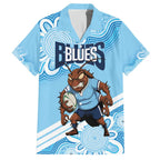 NSW Blues Rugby Custom Family Matching Puletasi and Hawaiian Shirt Go Cockroaches Aboriginal Art