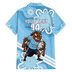 NSW Blues Rugby Custom Family Matching Puletasi and Hawaiian Shirt Go Cockroaches Aboriginal Art