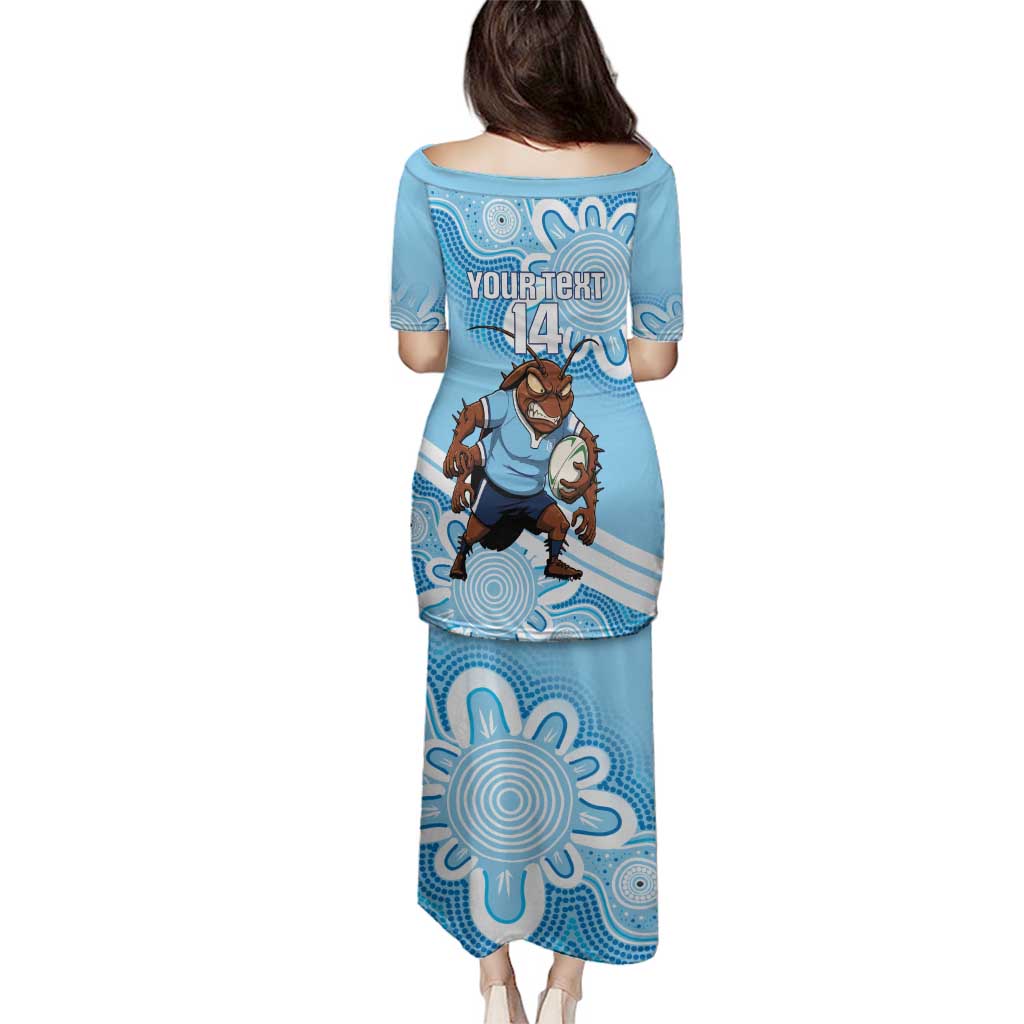 NSW Blues Rugby Custom Family Matching Puletasi and Hawaiian Shirt Go Cockroaches Aboriginal Art