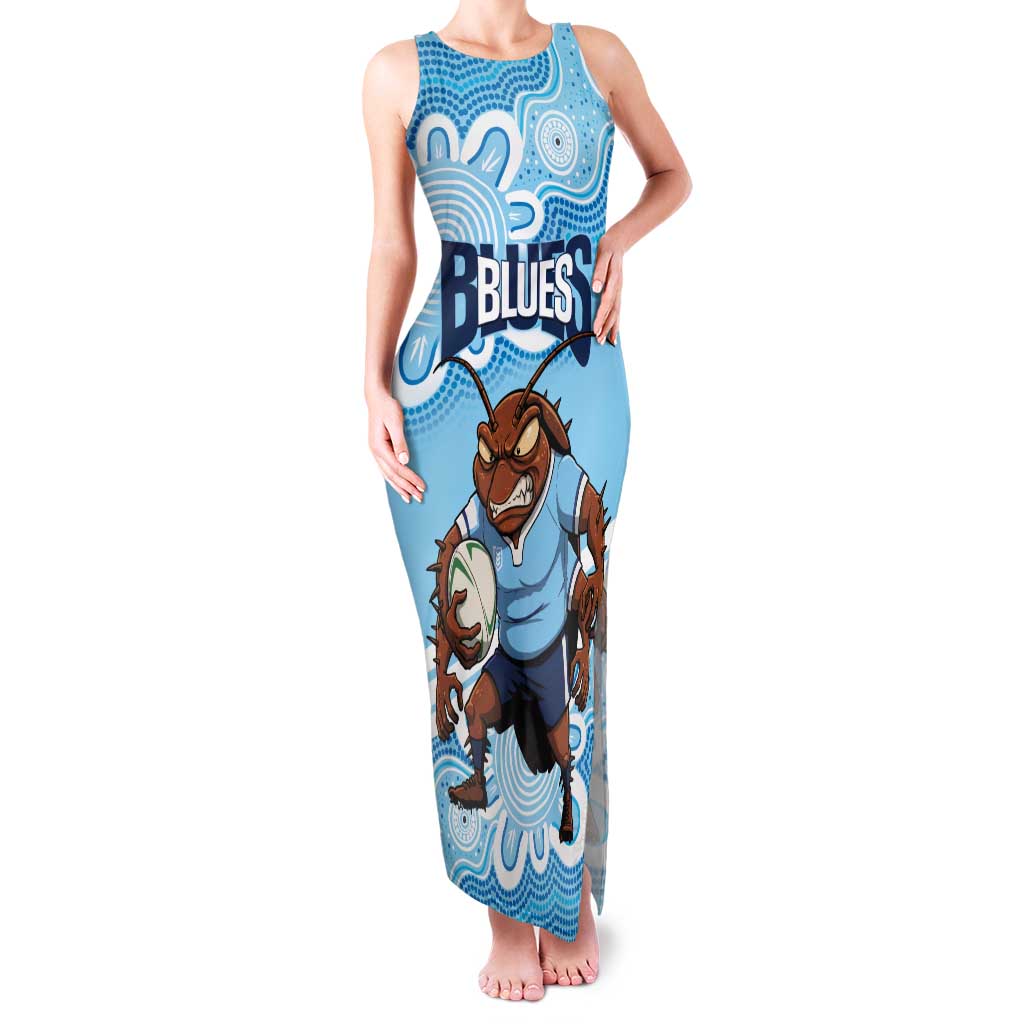 NSW Blues Rugby Custom Family Matching Tank Maxi Dress and Hawaiian Shirt Go Cockroaches Aboriginal Art