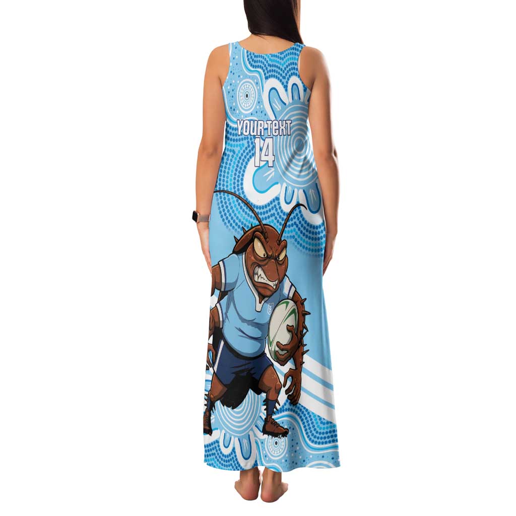 NSW Blues Rugby Custom Family Matching Tank Maxi Dress and Hawaiian Shirt Go Cockroaches Aboriginal Art