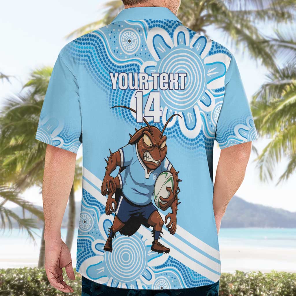 NSW Blues Rugby Custom Hawaiian Shirt Go Cockroaches Aboriginal Art
