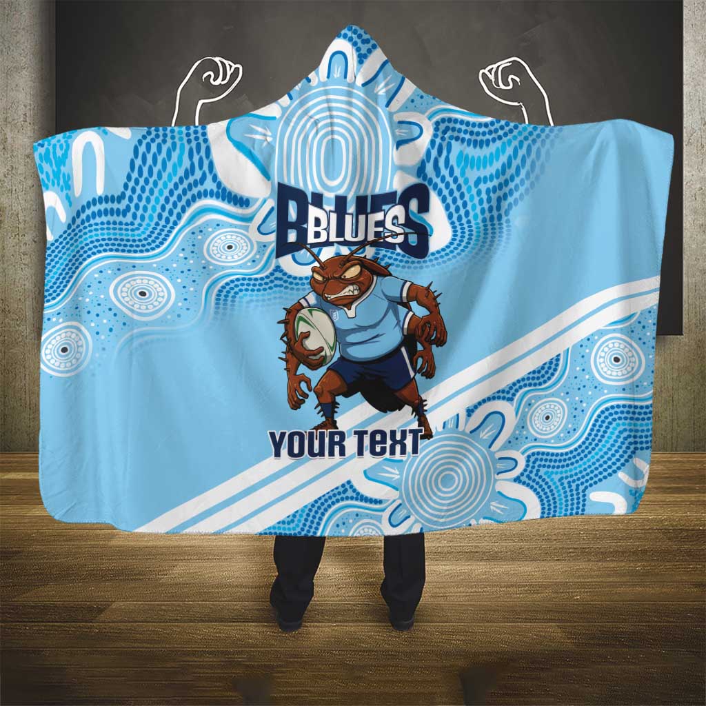 NSW Blues Rugby Custom Hooded Blanket Go Cockroaches Aboriginal Art