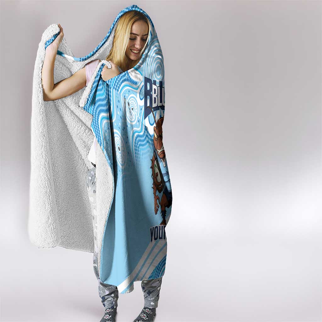 NSW Blues Rugby Custom Hooded Blanket Go Cockroaches Aboriginal Art