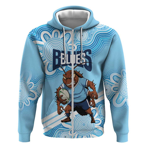 NSW Blues Rugby Custom Hoodie Go Cockroaches Aboriginal Art