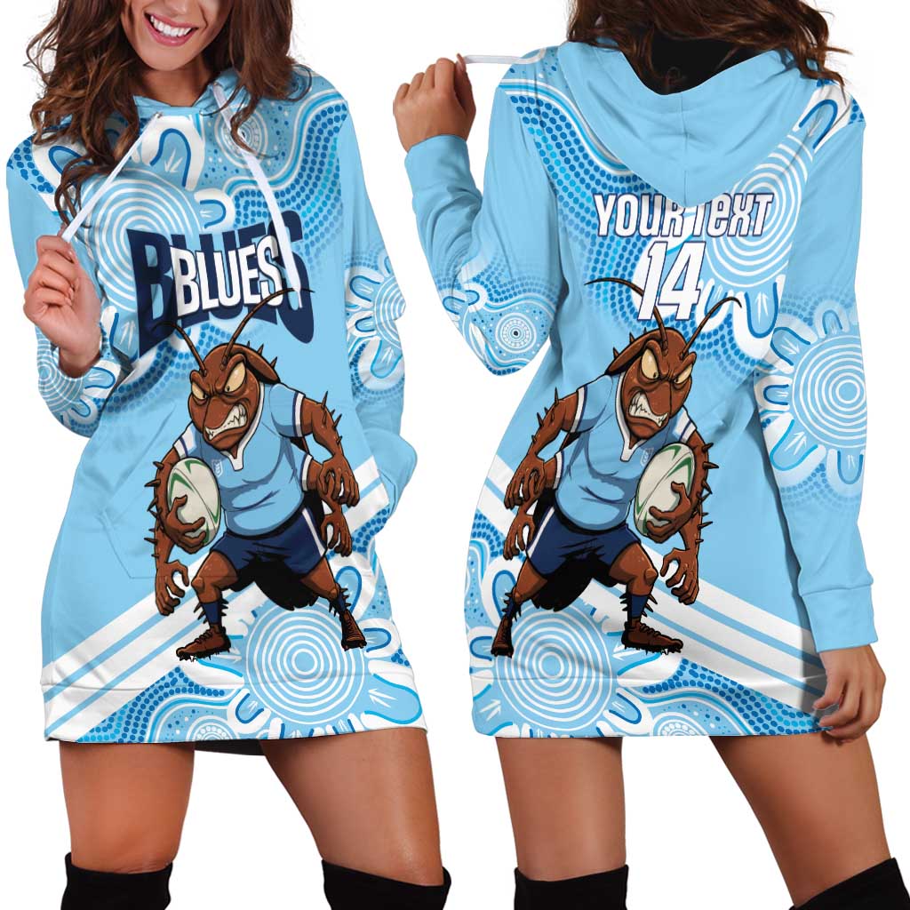 NSW Blues Rugby Custom Hoodie Dress Go Cockroaches Aboriginal Art