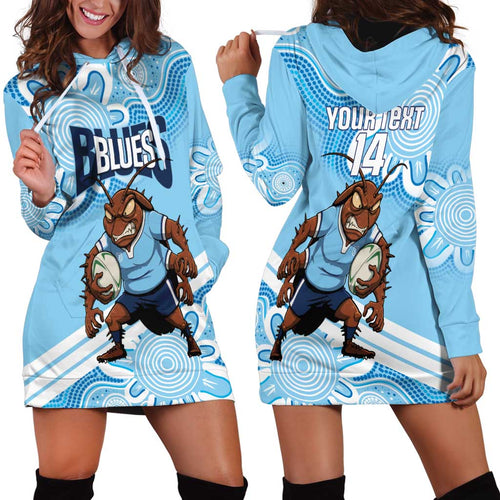 NSW Blues Rugby Custom Hoodie Dress Go Cockroaches Aboriginal Art