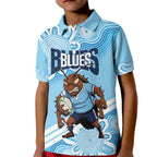 NSW Blues Rugby Custom Kid Polo Shirt Go Cockroaches Aboriginal Art