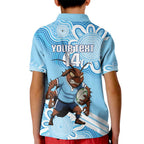 NSW Blues Rugby Custom Kid Polo Shirt Go Cockroaches Aboriginal Art
