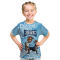 NSW Blues Rugby Custom Kid T Shirt Go Cockroaches Aboriginal Art