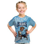 NSW Blues Rugby Custom Kid T Shirt Go Cockroaches Aboriginal Art