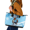 NSW Blues Rugby Custom Leather Tote Bag Go Cockroaches Aboriginal Art