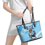 NSW Blues Rugby Custom Leather Tote Bag Go Cockroaches Aboriginal Art