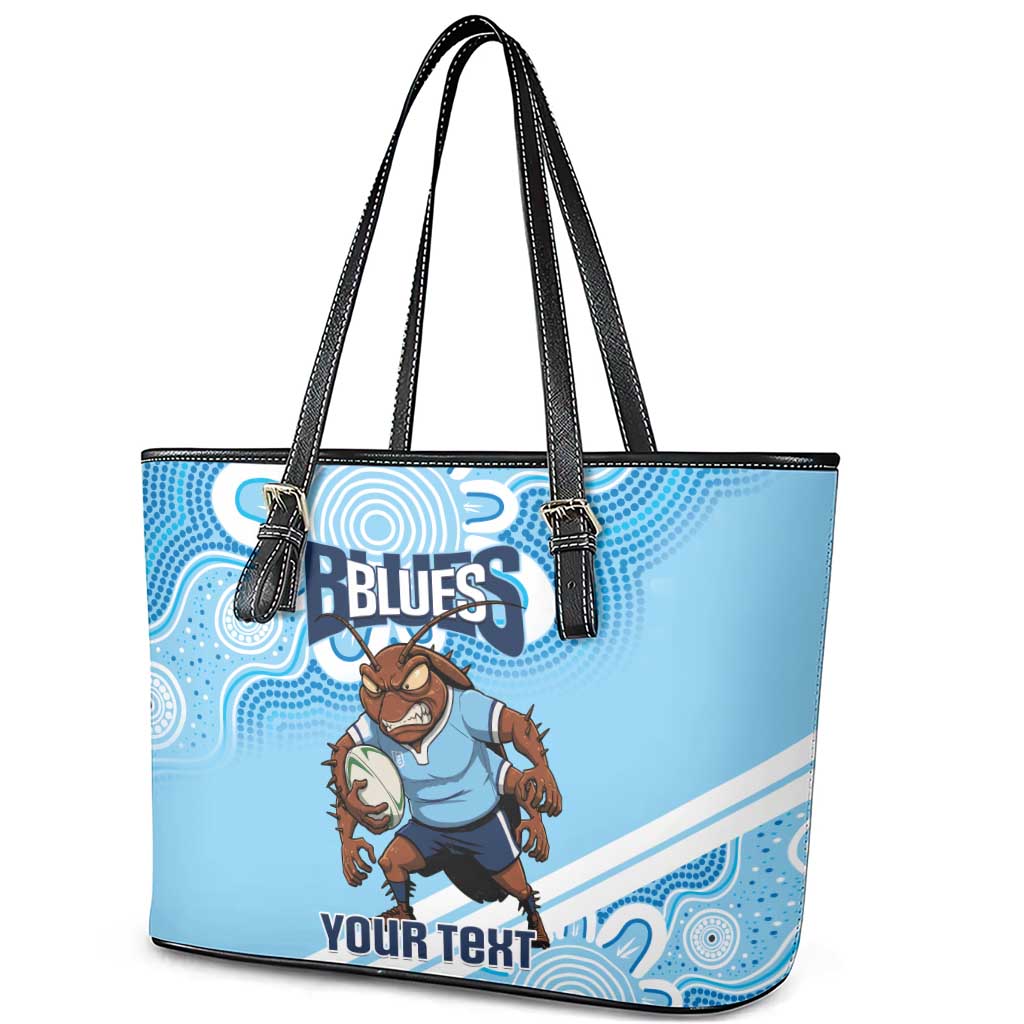 NSW Blues Rugby Custom Leather Tote Bag Go Cockroaches Aboriginal Art