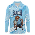 NSW Blues Rugby Custom Long Sleeve Polo Shirt Go Cockroaches Aboriginal Art