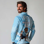 NSW Blues Rugby Custom Long Sleeve Polo Shirt Go Cockroaches Aboriginal Art