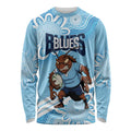 NSW Blues Rugby Custom Long Sleeve Shirt Go Cockroaches Aboriginal Art