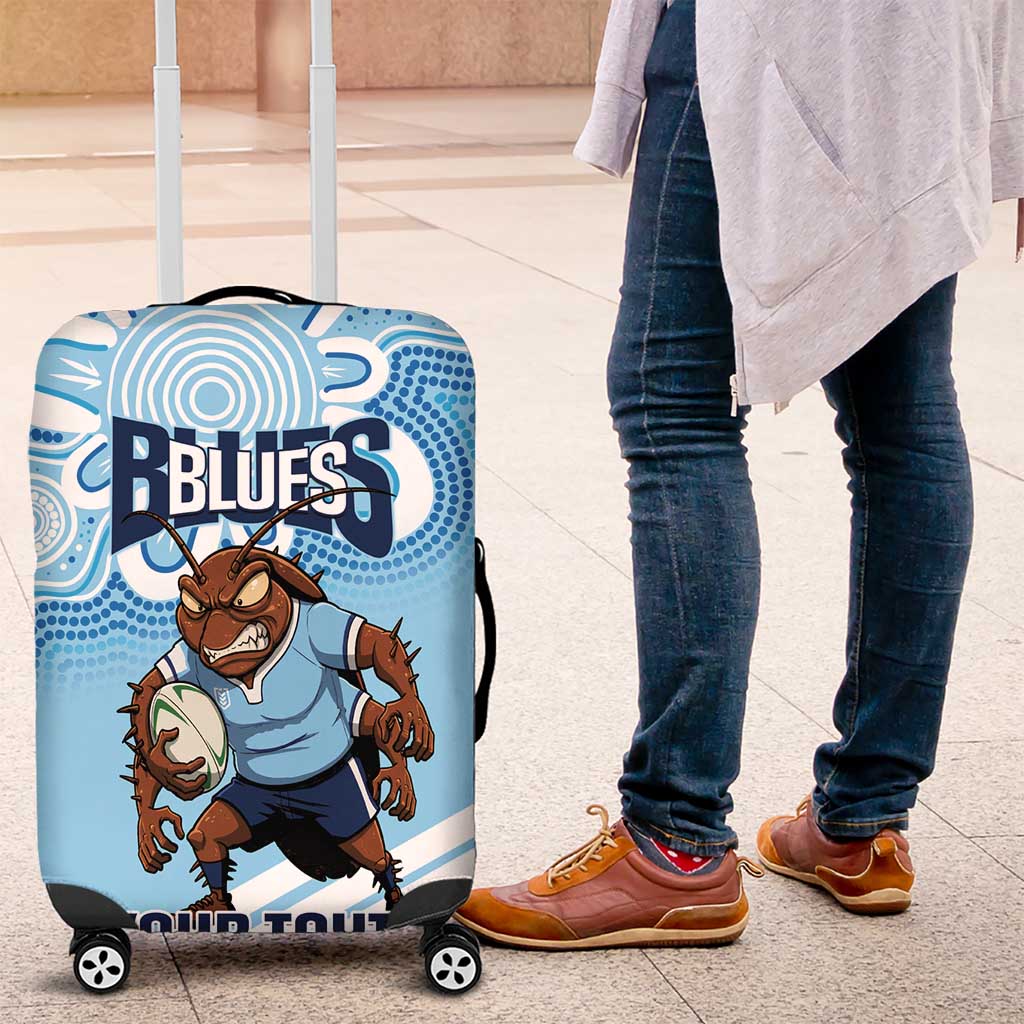 NSW Blues Rugby Custom Luggage Cover Go Cockroaches Aboriginal Art