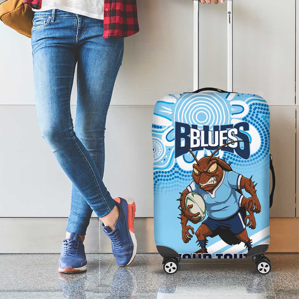 NSW Blues Rugby Custom Luggage Cover Go Cockroaches Aboriginal Art