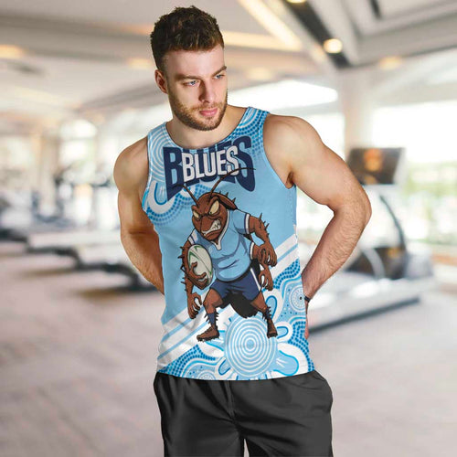 NSW Blues Rugby Custom Men Tank Top Go Cockroaches Aboriginal Art