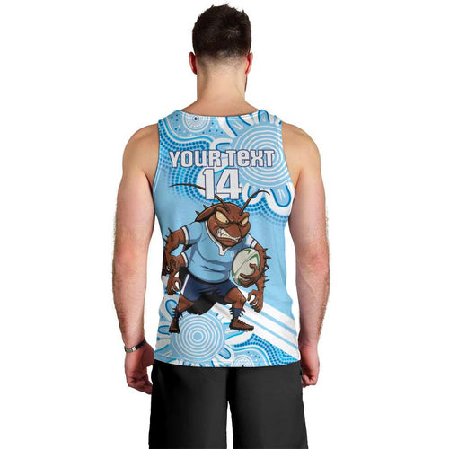 NSW Blues Rugby Custom Men Tank Top Go Cockroaches Aboriginal Art
