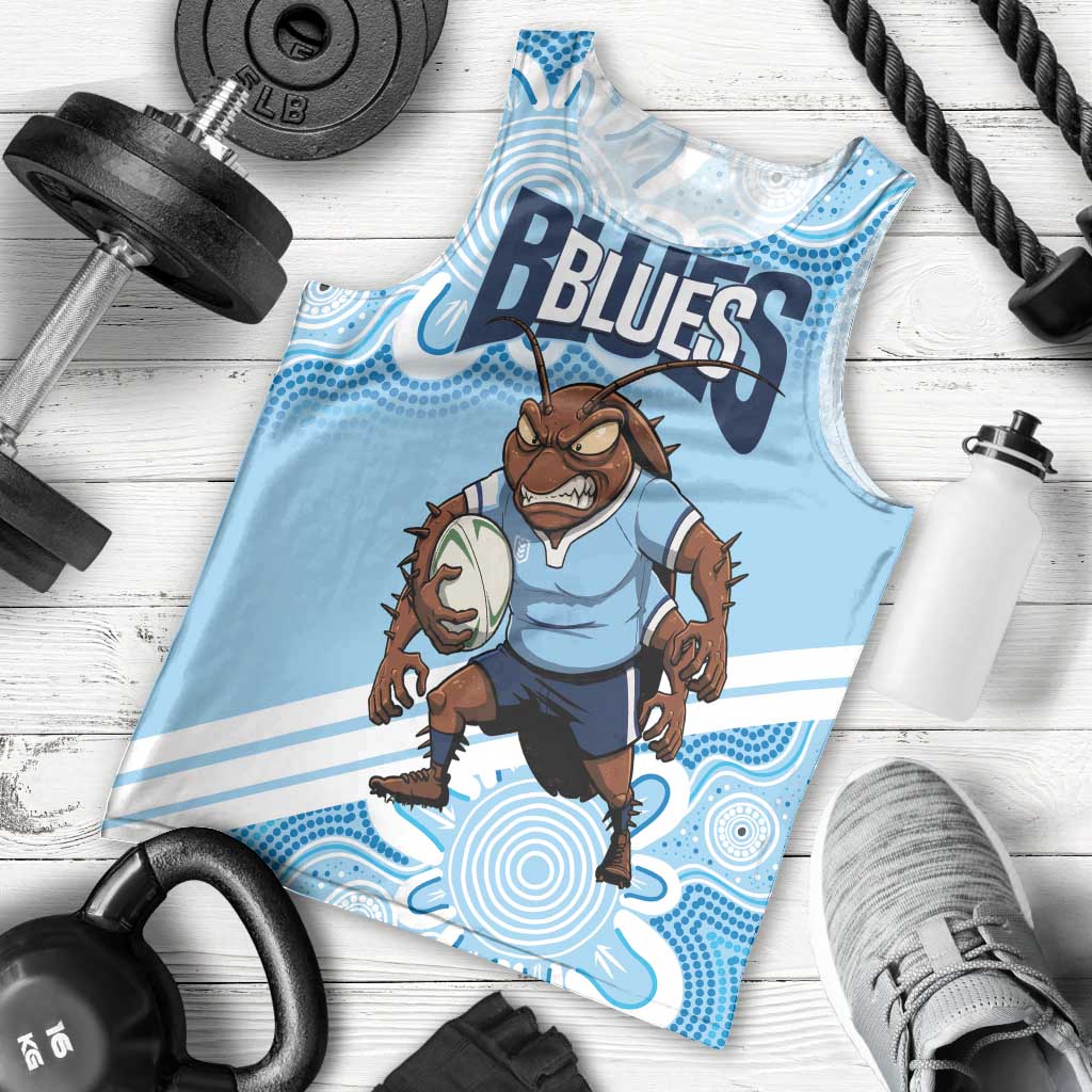 NSW Blues Rugby Custom Men Tank Top Go Cockroaches Aboriginal Art