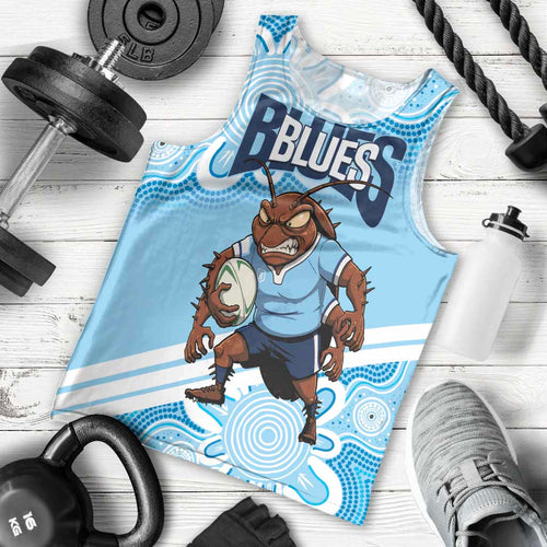 NSW Blues Rugby Custom Men Tank Top Go Cockroaches Aboriginal Art