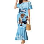 NSW Blues Rugby Custom Mermaid Dress Go Cockroaches Aboriginal Art