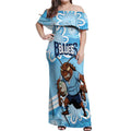 NSW Blues Rugby Custom Off Shoulder Maxi Dress Go Cockroaches Aboriginal Art