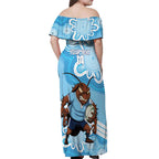 NSW Blues Rugby Custom Off Shoulder Maxi Dress Go Cockroaches Aboriginal Art