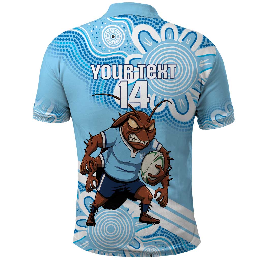 NSW Blues Rugby Custom Polo Shirt Go Cockroaches Aboriginal Art