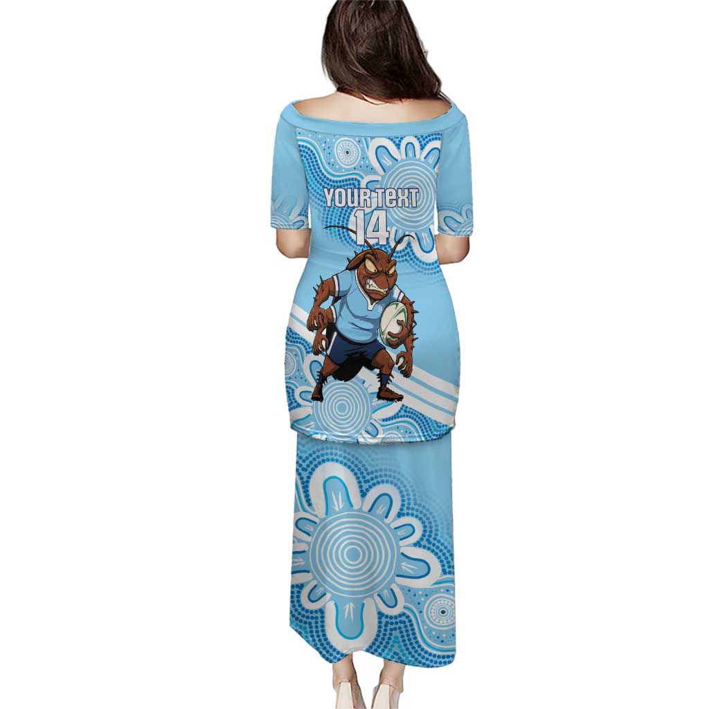 NSW Blues Rugby Custom Puletasi Go Cockroaches Aboriginal Art