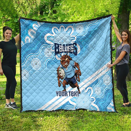NSW Blues Rugby Custom Quilt Go Cockroaches Aboriginal Art